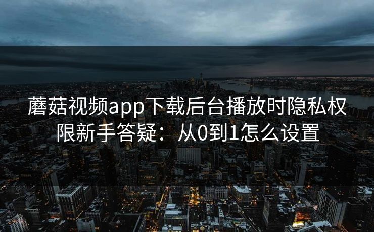 蘑菇视频app下载后台播放时隐私权限新手答疑：从0到1怎么设置