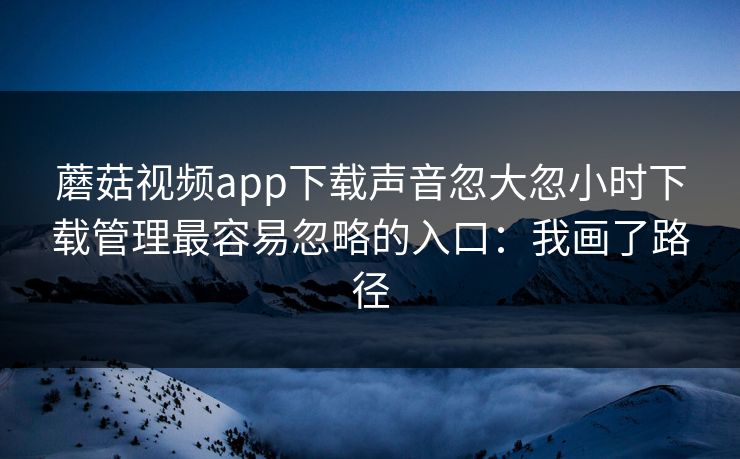 蘑菇视频app下载声音忽大忽小时下载管理最容易忽略的入口：我画了路径